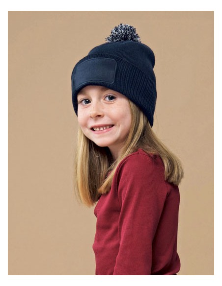 BEE-B443B-Kids Snowstar Patch Beanie 2